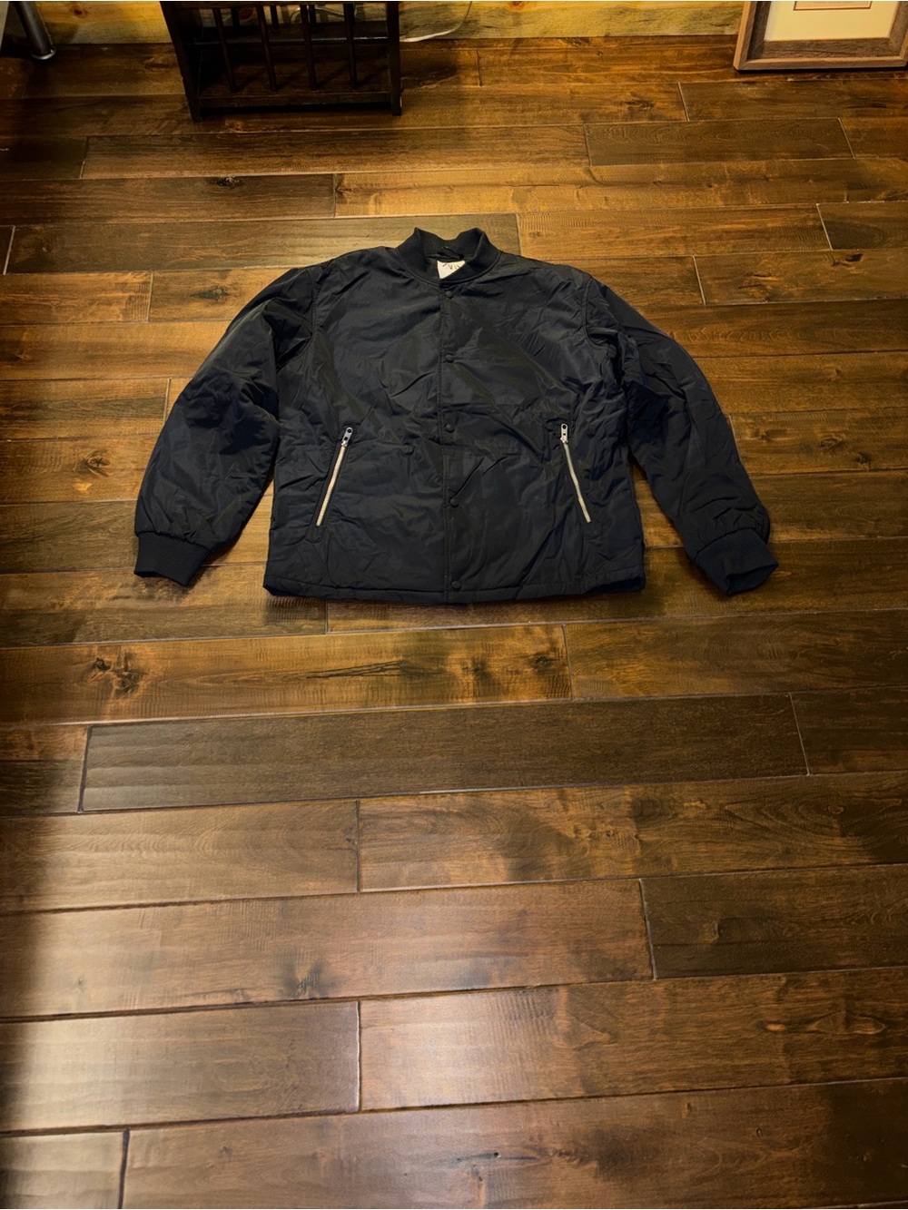 Zara Men's Black Quilted Bomber Jacket size large